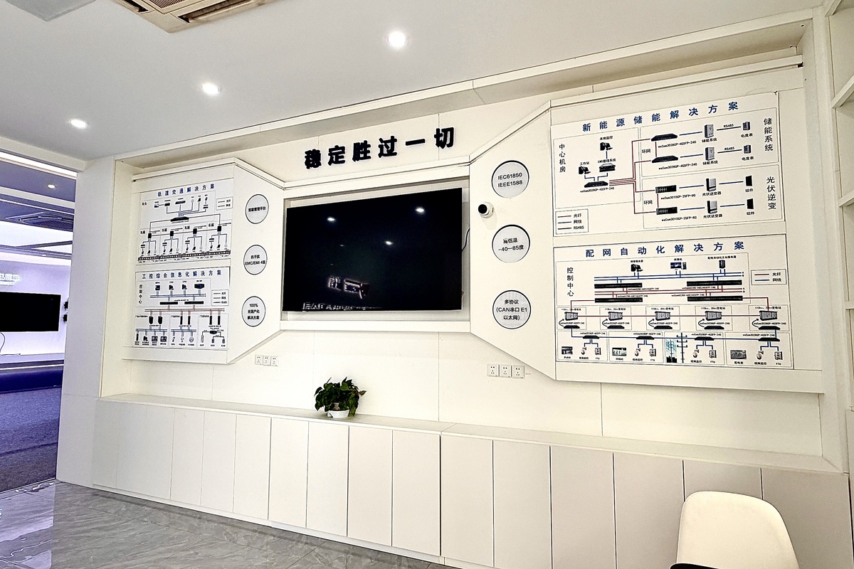 Winsure showroom with product and solution display board