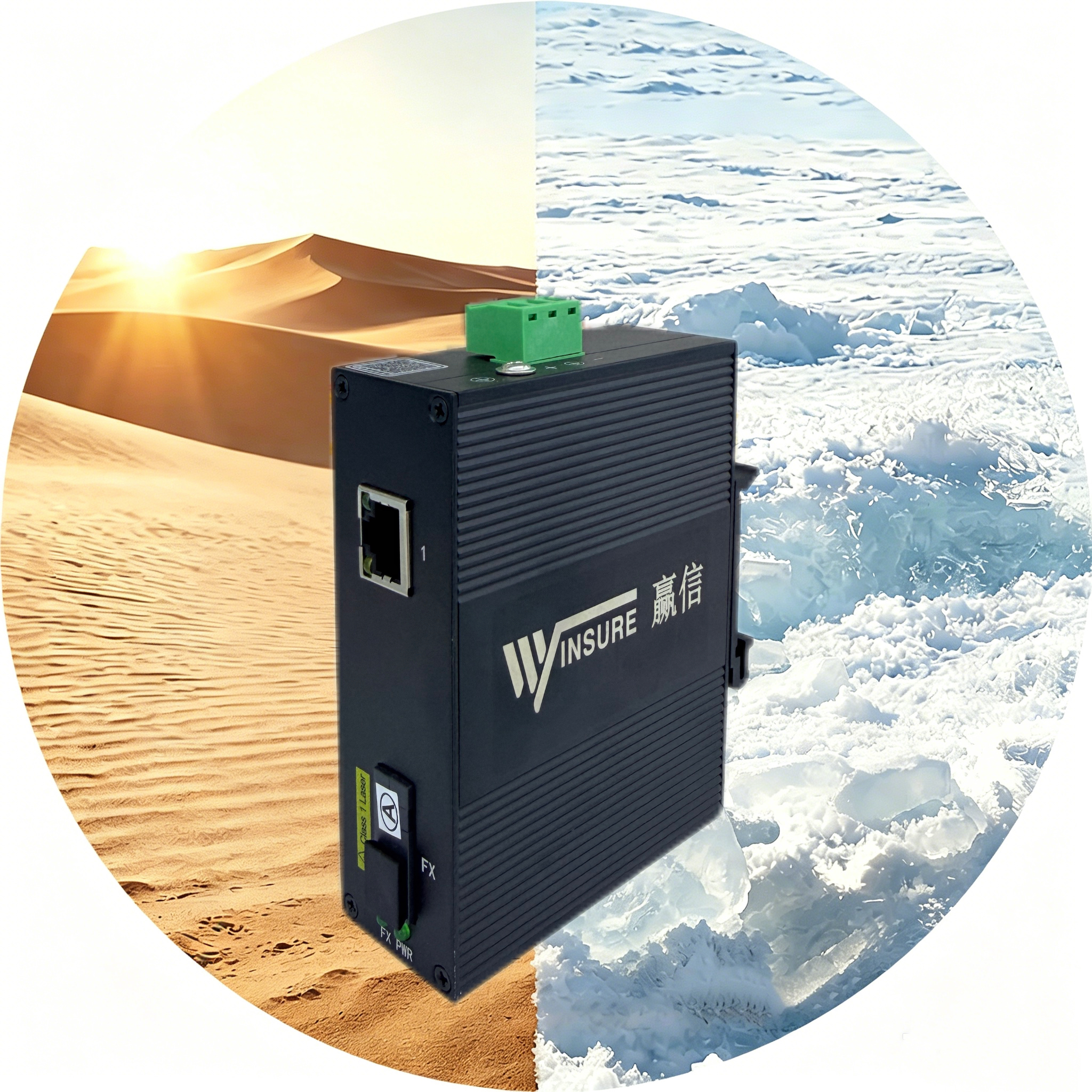 wsCom100-1TXST-1TX/DC-INT carrier-grade fiber optic media converter – Winsure