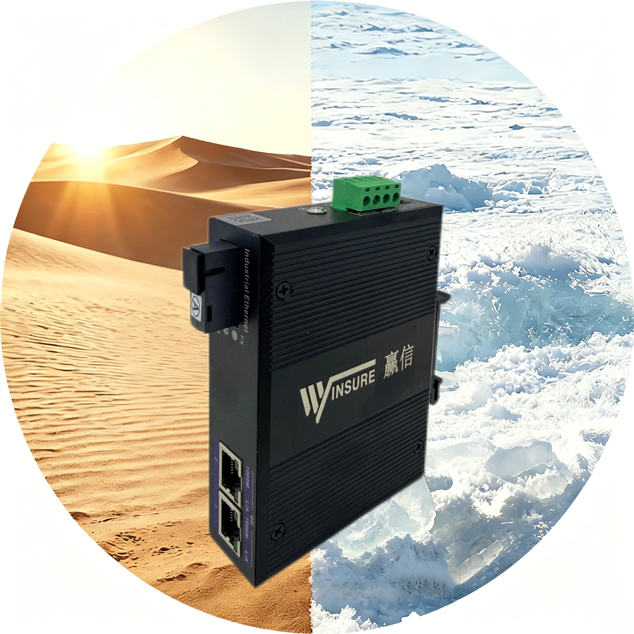wsCom1000-1GST-2G/DC-INT industrial fiber optic media converter – Winsure