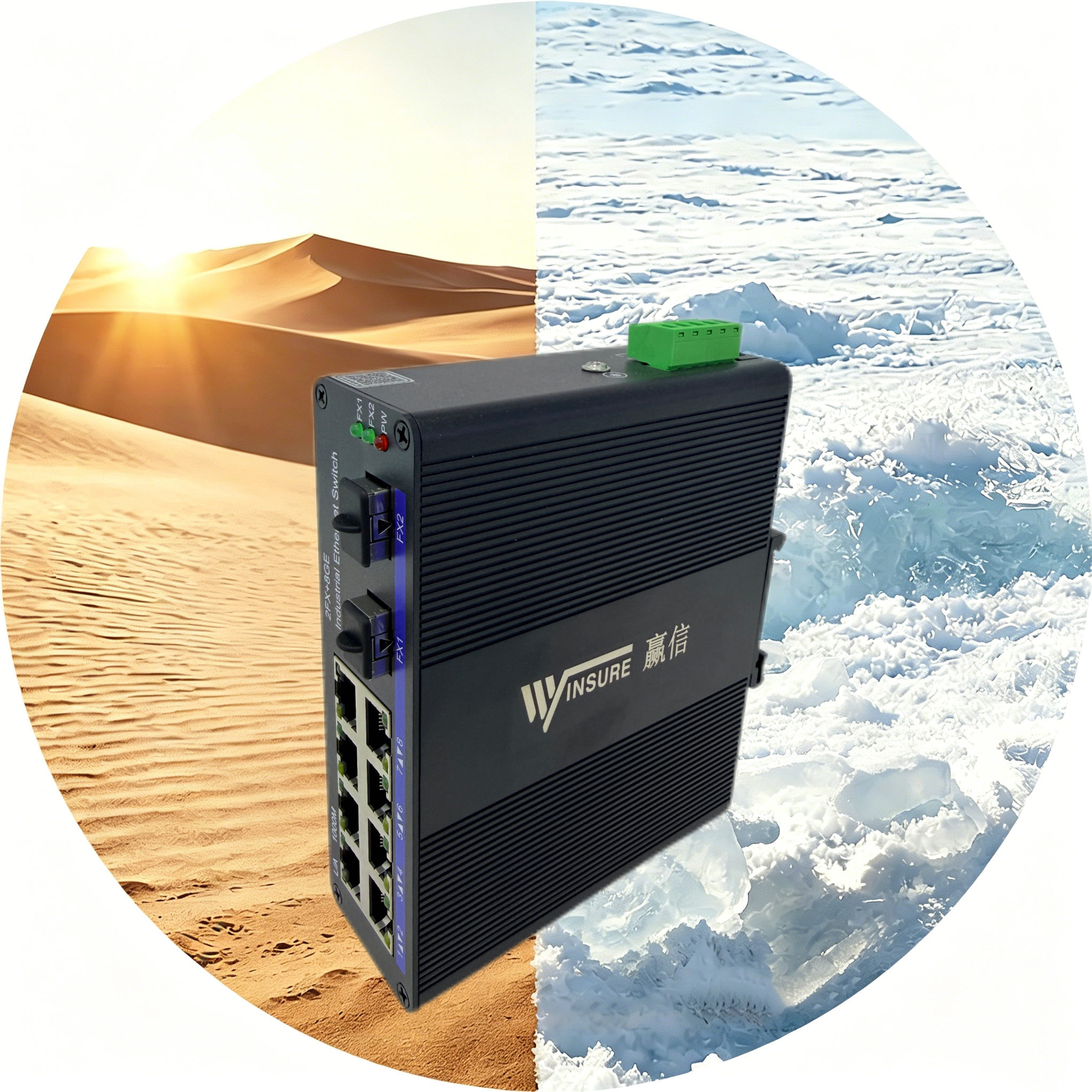 wsCom3010-2GST-8G/DC-INT industrial fiber optic media converter – Winsure