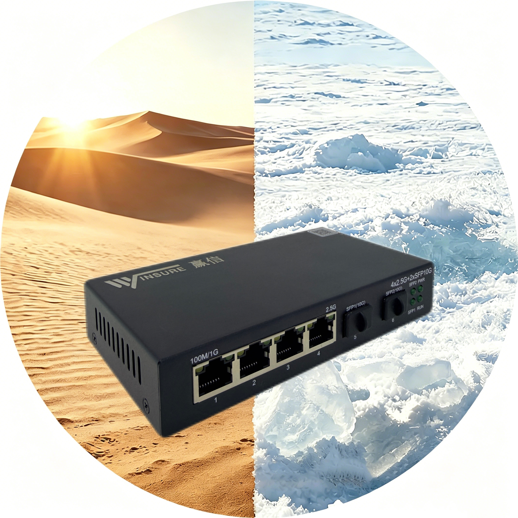 WS1005-2GESFP-4GE/DC-INT carrier-grade fiber optic media converter – Winsure