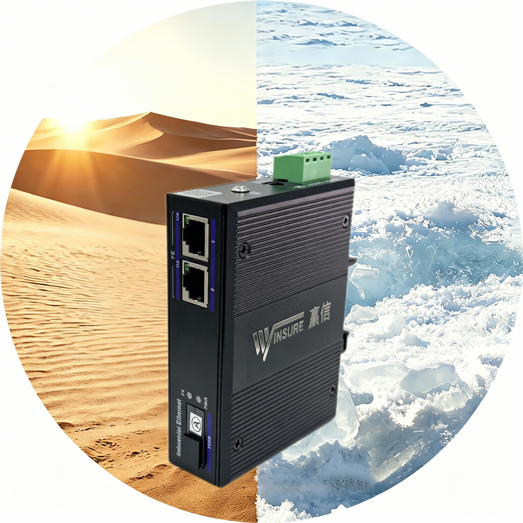 wsCom100-1TXST-2TX/DC-INT industrial fiber optic media converter – Winsure