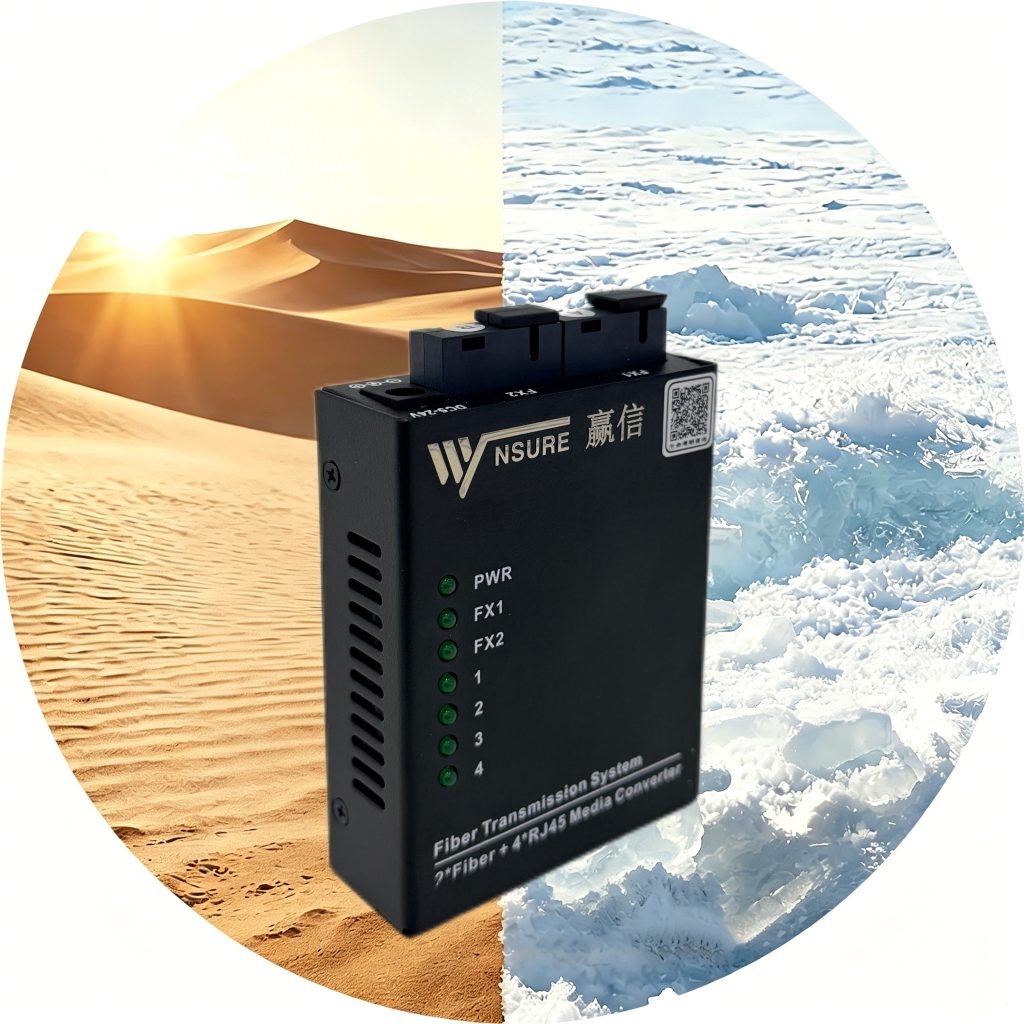 WS105-2TXST-4TX/DC-INT carrier-grade fiber optic media converter – Winsure