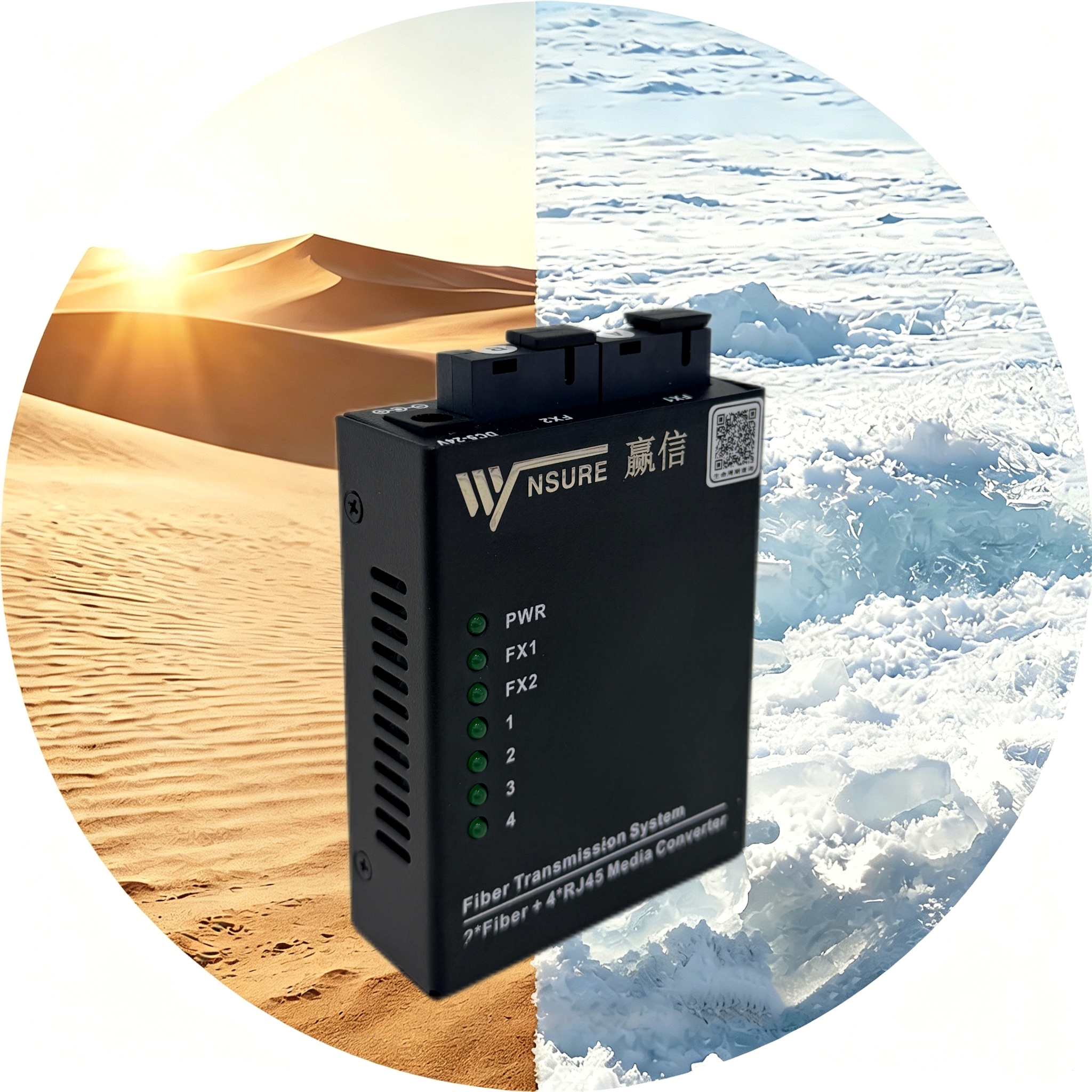 WS105-2TXST-4TX/DC-INT carrier-grade fiber optic media converter – Winsure