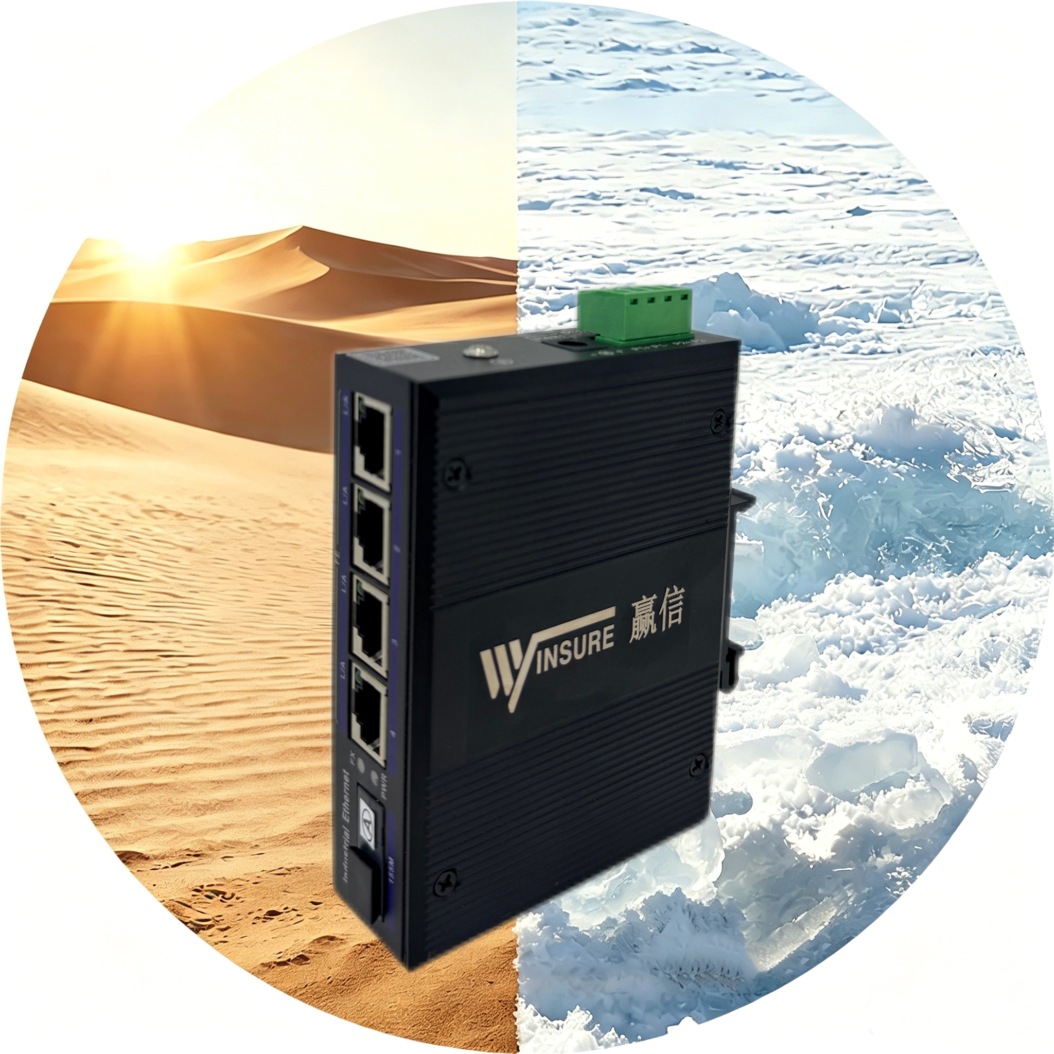 wsCom309-1TXST-4TX/DC-INT industrial fiber optic media converter – Winsure