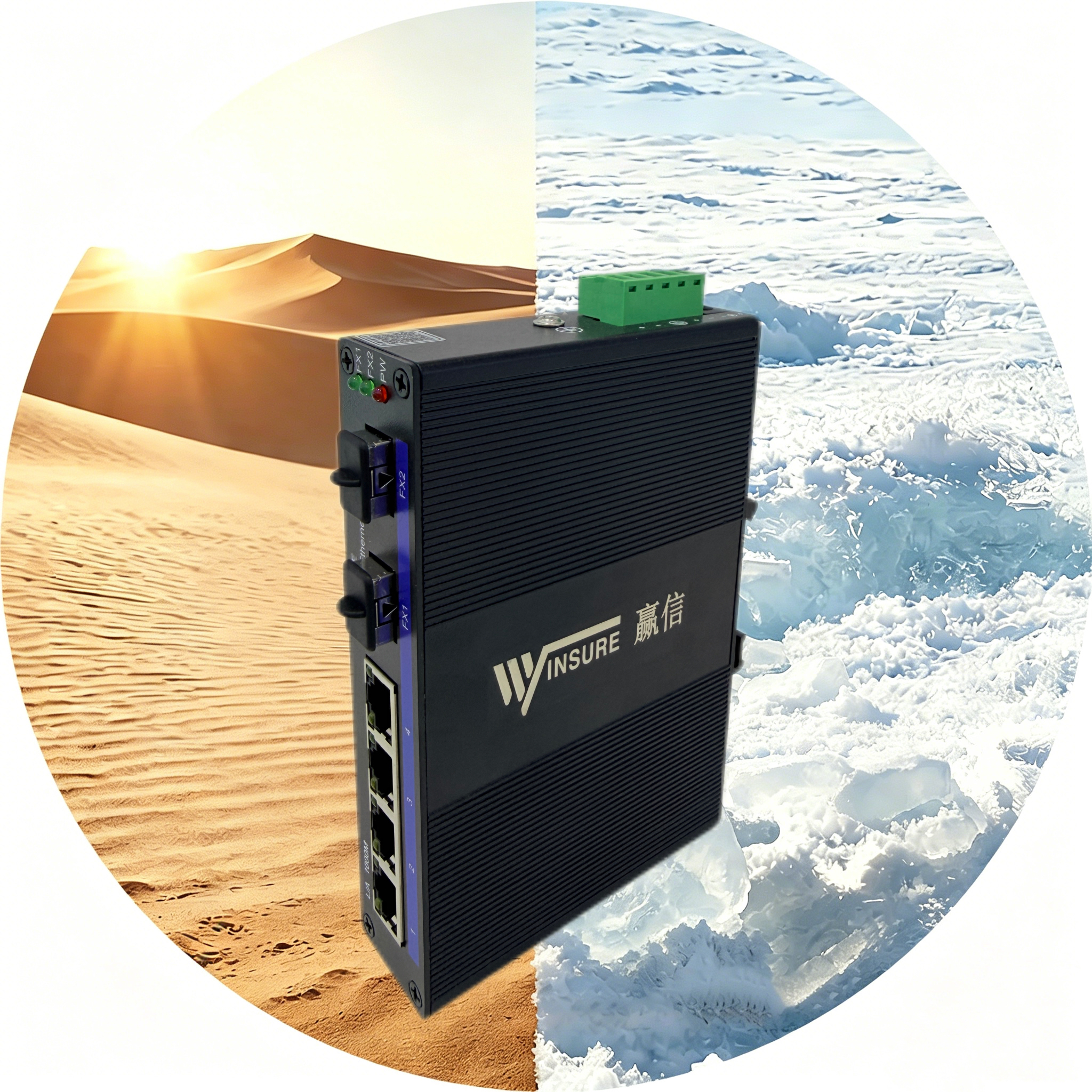 wsCom1005-2GST-4G/DC-INT industrial fiber optic media converter – Winsure