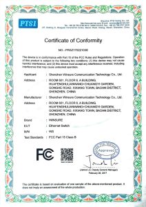 FCC certificate PRSZ17022103E